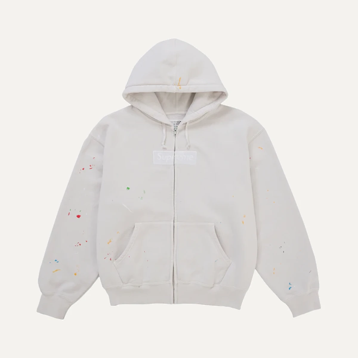 Supreme MM6 Maison Margiela Box Logo Zip Up Hooded Sweatshirt White
